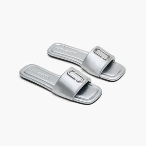 Marc Jacobs Metallic Silver Slide Sandals